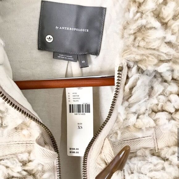 Anthropologie Brenna Beige/Tan Fake Fur Coat Jacket Size XS NWT - Picture 10 of 12